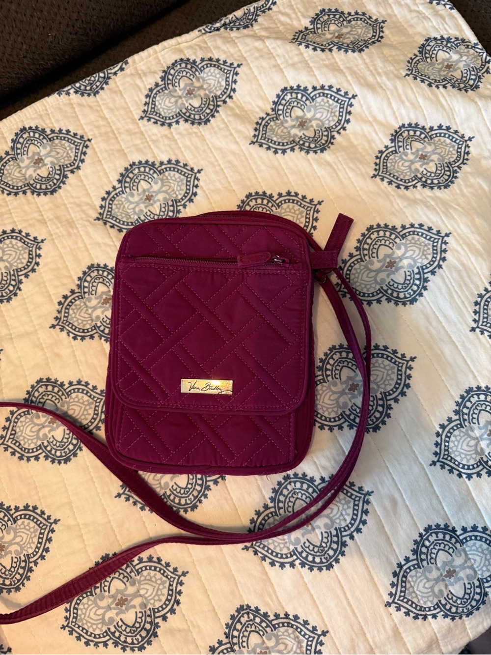Vera Bradley Quilted Plum Crossbody Organizer